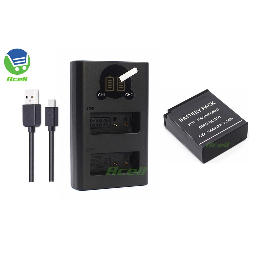 DMW-BLG10 Battery + LCD USB Dual Charger for Panasonic DC-G100 DC-ZS200 DMC-LX100 DMC-ZS60 Camera Replace DMW-BLE9 DMW-BLG10E