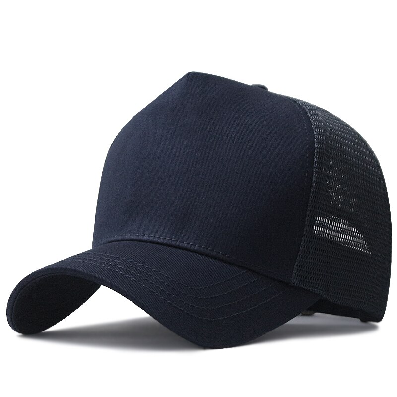 Stort hode mann stor størrelse mesh baseballhatter mannlig utendørs pluss størrelse sport caps far oversize lastebil cap 56-61cm 62-68cm: Marineblå / 55-61cm