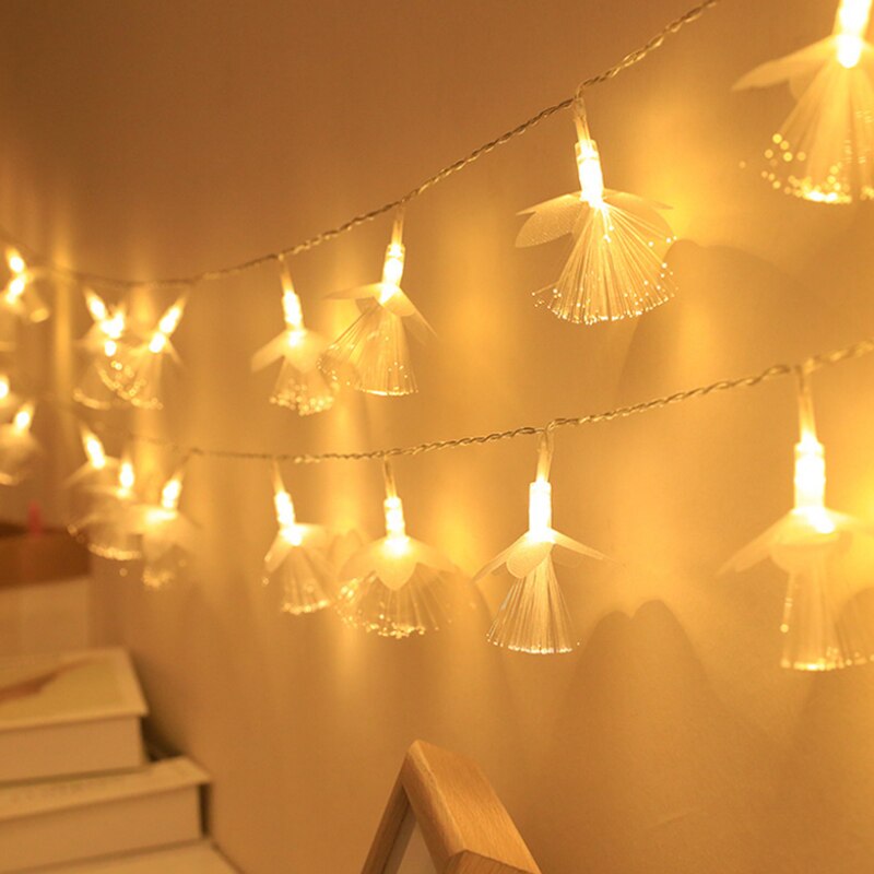 LED Fiber Flower Lights String Waterproof Fairy Garland Lamp Living Room Store Year Decoration AA Battery/USB Light String