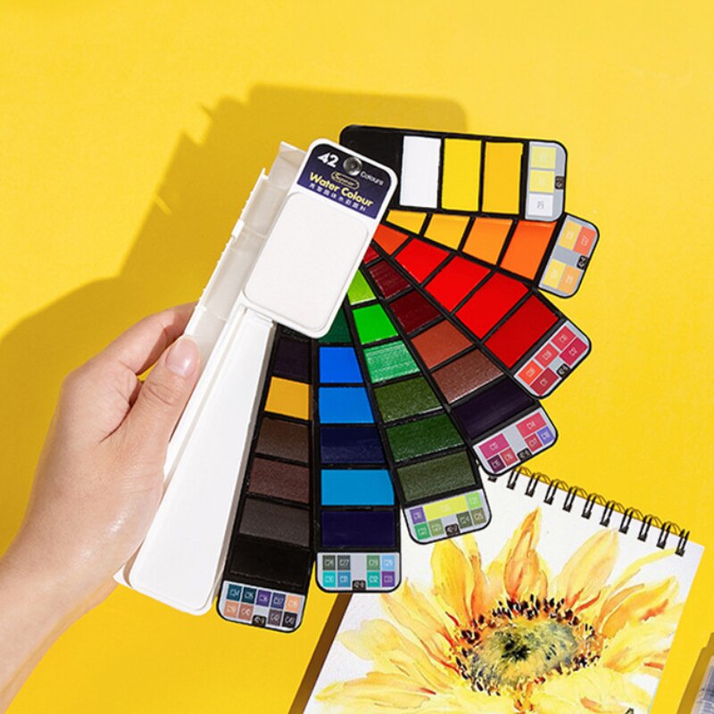 8/25/33/42 Solide Aquarel Verf Set Met Water Borstel Pen Opvouwbare Reizen Water Kleur Pigment Voor Draw