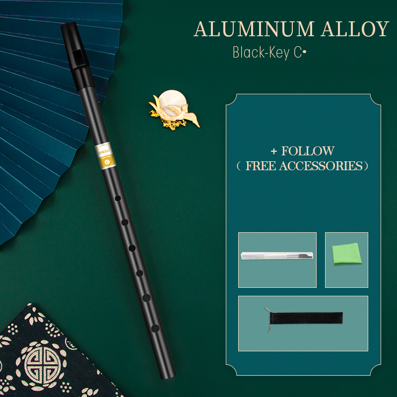 Irelish Flute C/D Key Tinwhistle Musical Instruments Irish Whistle Orff Instrument Flute: black color C