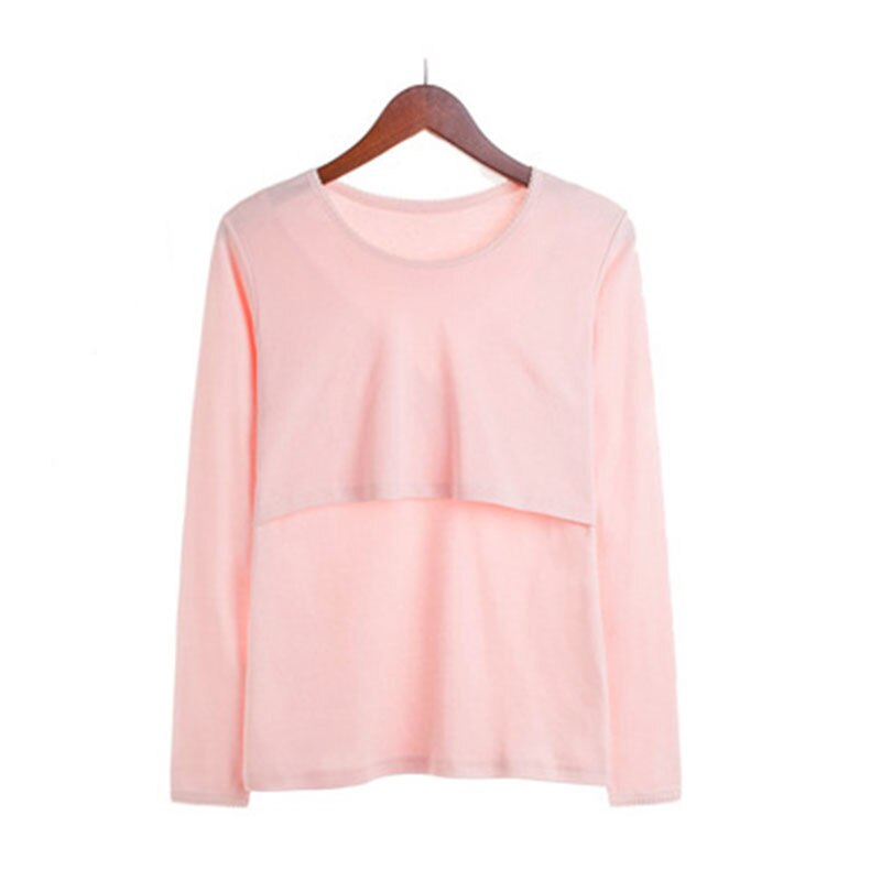 Mutterschaft Pflege oben Frühling und Herbst Reine Baumwolle Heft Kleidung Thermische Unterwäsche Postpartale Pflege Pyjama Plus Größe: Rosa / 3XL