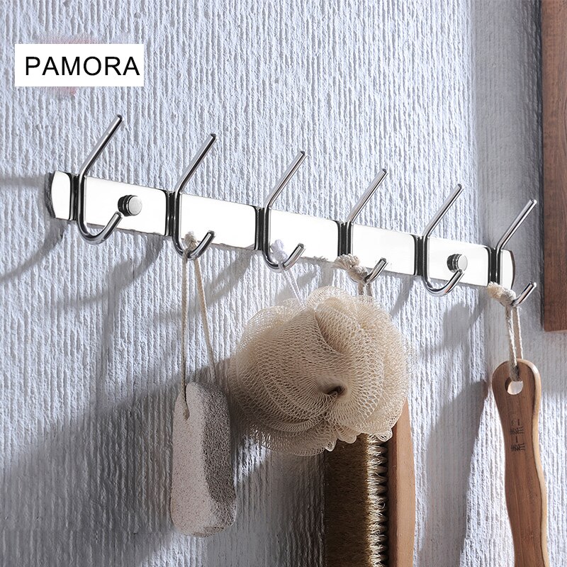 Sliver Mirror Stainless Steel Hanger Hooks with 3/4/5/6/7/8 Hooks for Towels Hold Hanger In Bathrooms Kitchen Towel Hook