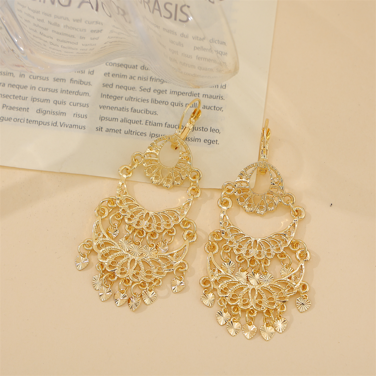 Boucles d'oreilles de luxe à pampilles de couleur dorée pour femmes, bijoux de Banquet à la , crochet français,: Bronze