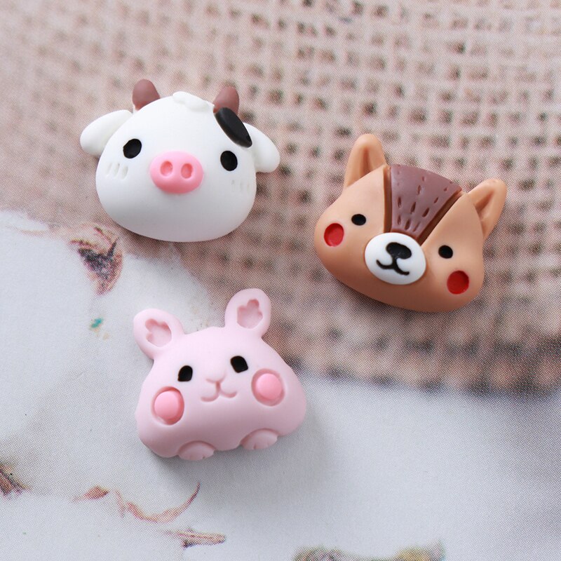 10 stk kawaii bjørn kanin små dyr øreringe perler harpiks flatback hårnåle udsmykning perle diy smykker tilbehør  w15
