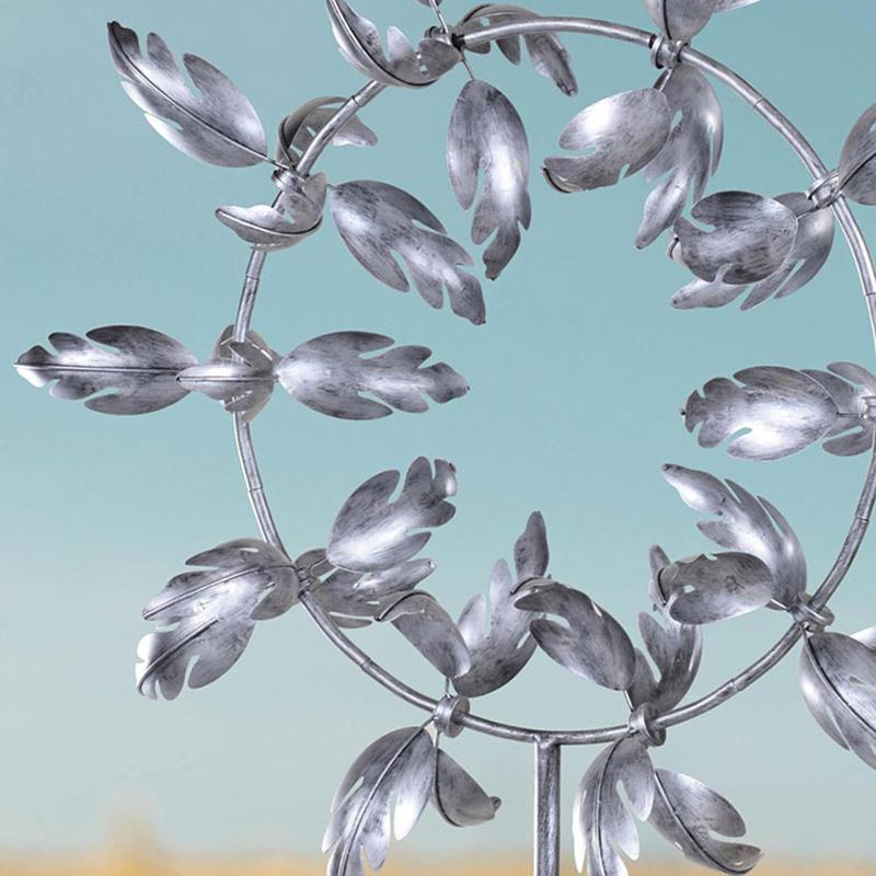 Wind Sculpture Spinner Garden Windmill Unique Magical Colourful Metal Windmil Rotating Leaves Wind Chimes Lawn Decoration
