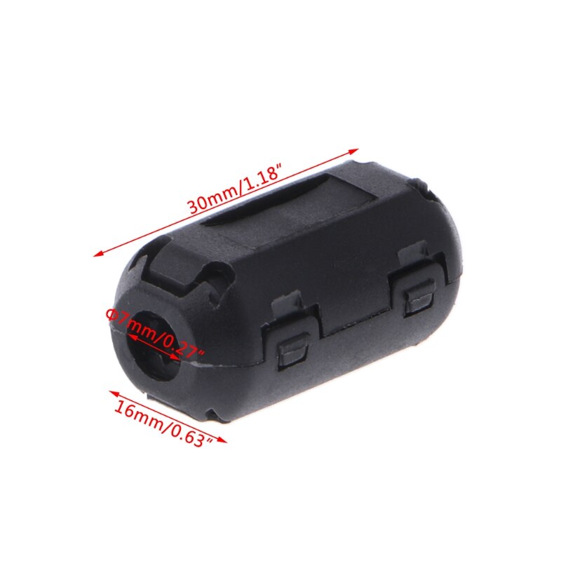 Black Clip-on Ferrite Ring Core RFI EMI Noise Suppressor Cable Clip For 3.5/5/7/9/13mm Cable: 7mm