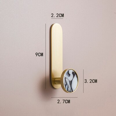 Massief Messing Kleerhanger Muur Gemonteerde Kapstok Decoratieve Sleutelhouder Hoed Sjaal Handtas/Gratis Ponsen Deur Zonder Trace nail: HK-335-shuimo-L