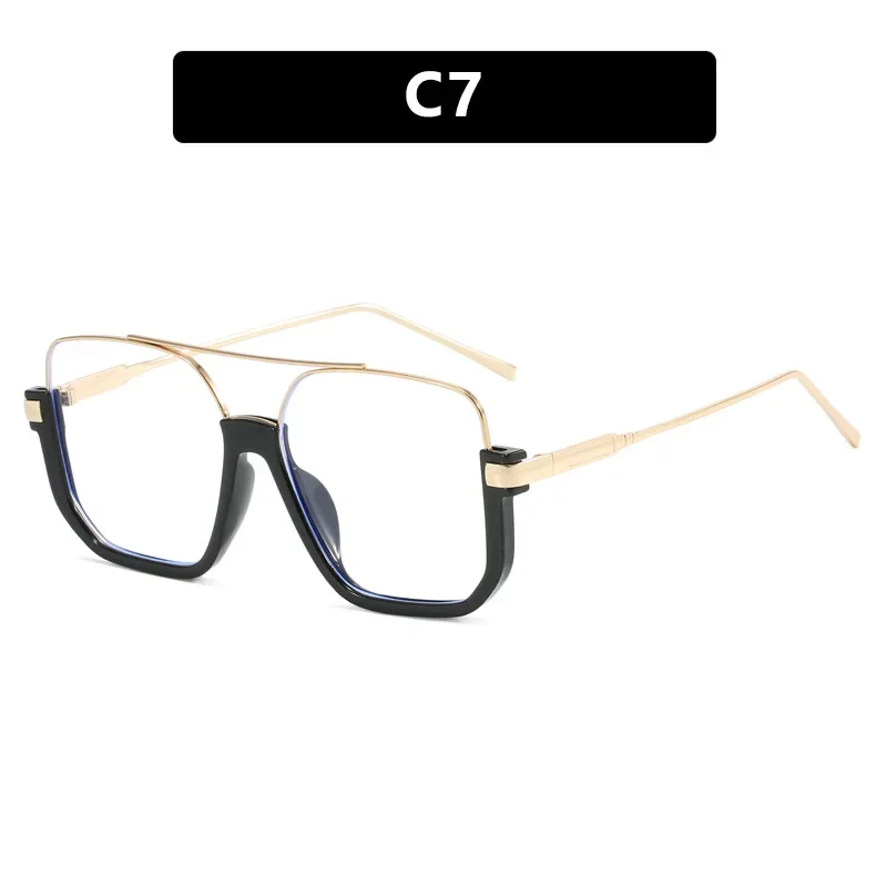 Occhiali da suola a doppio ponte 2025 Occhiali da suola dal design unico in metallo di grandi dimensioni alla moda Occhiali da suola con mezza montatura resistenti ai raggi UV400 personalizzati retrò: Grigio