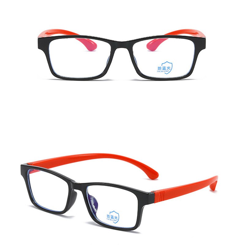 Anti Blue Light Blocking Glasses For Children Kids Boy Girl Computer Gaming Glasses Anti-Radiation Glasses Rectangle Flexible: black red