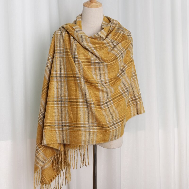 Winter Kasjmier Plaid Sjaal Vrouwen Warme Sjaal Wraps Zachte Pashmina Mannen Lange Kwasten Sjaals Dikke Deken Foulard Bandana: 8