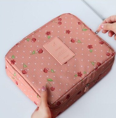 Sac à cosmétiques, enveloppes rouges à bouche multifonctions, trousse de maquillage de voyage pour hommes et femmes, trousse Portable étanche,: Pink dots