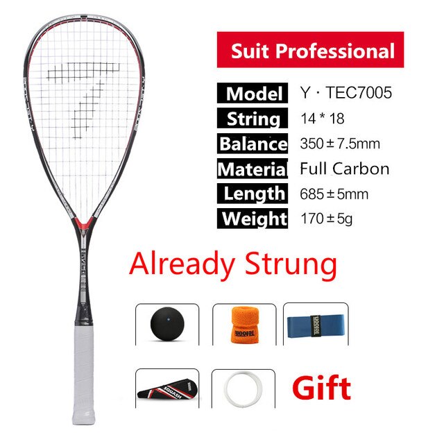 Squash Racket With String Ball Full Carbon Suit Adult Beginner Men Women With Racket Bag Competition Training -40
