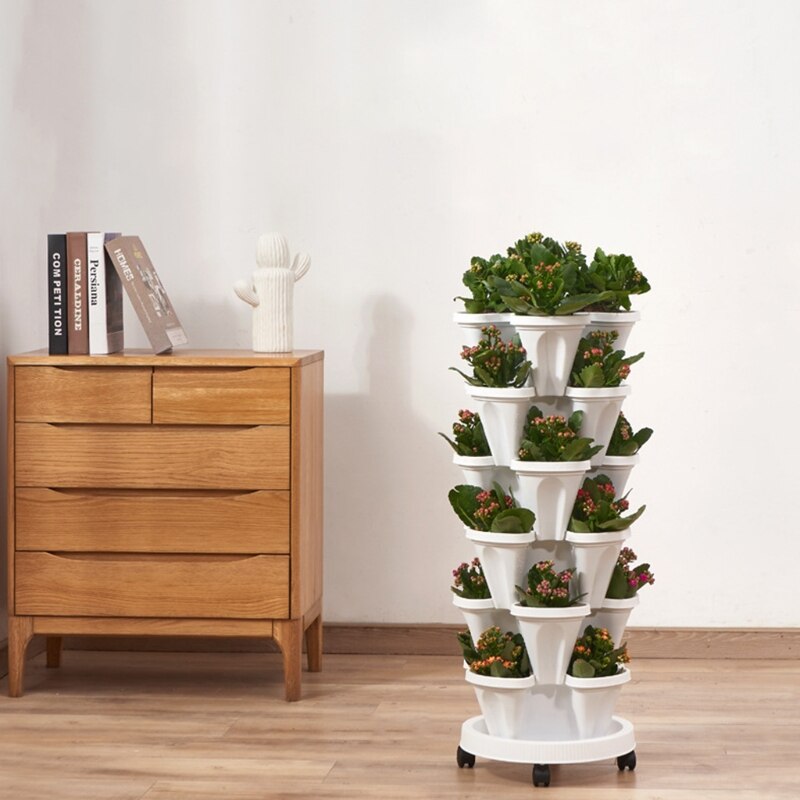 Macetas apilables con agujeros de drenaje, maceta de plástico para flores, Permeable, creativa