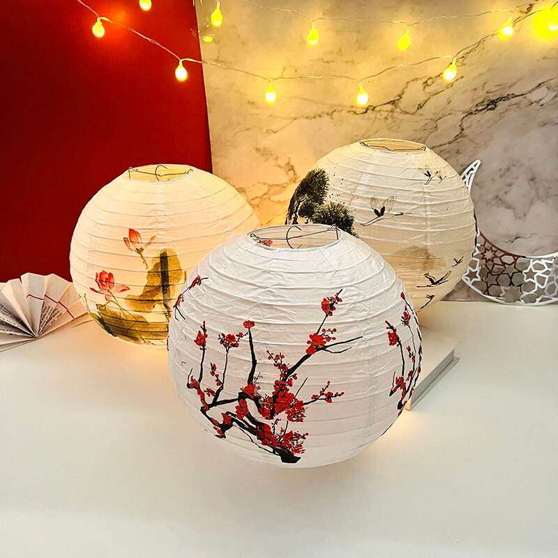 30cm Blume Pflanze Gedruckt Blume Runde Der Antike Chinesische orientalisch Stil Papier Laterne Festliche Hochzeit Geburtstag Party Heimat Dekor