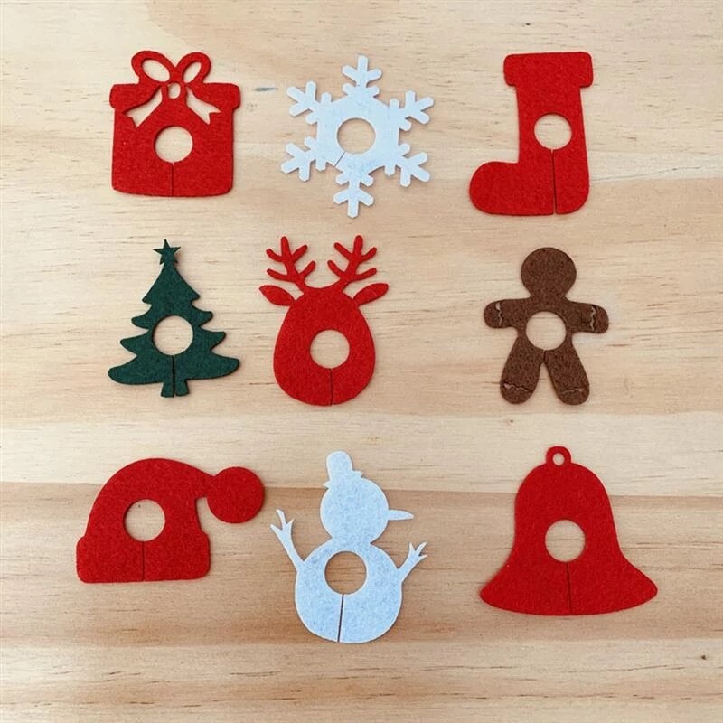 Flocons de neige en feutre pour verre à vin, 10 pièces, décoration pour arbre de noël, gobelet d&#39;élan, nouvel an, décoration pour Table de cuisine, 2022