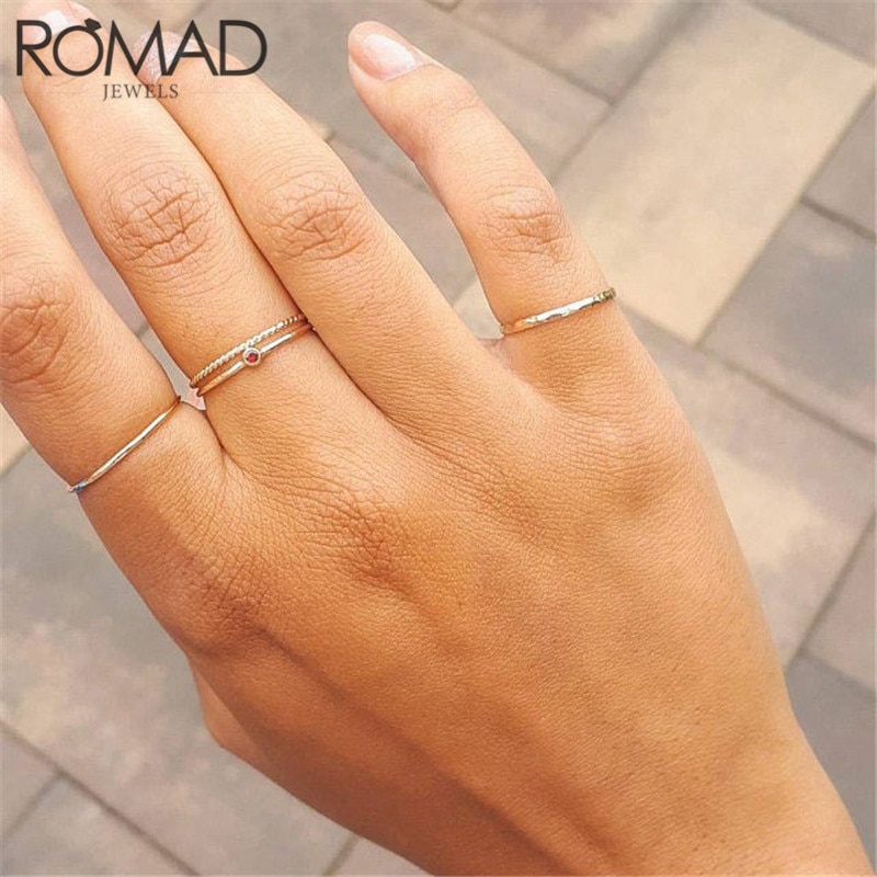 ROMAD Round Twisted Rings for Women Slim Thin Finger Ring Twist Rope Stacking Wedding Ring 100% 925 Sterling Silver Jewelry