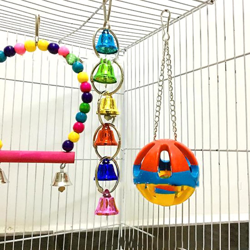 View of Parrot Toy Bird Cage Perch Chewing Swing Cockatiel... – Vicedeal
