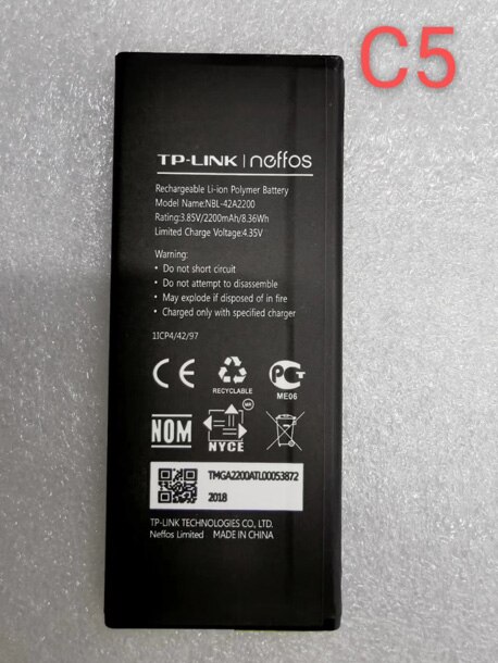 Batterie de remplacement pour tp-link Neffos C7s C5, Rechargeable, li-polymère, 3.8V, 2500mAh, NBL-43A2500, 42A2200