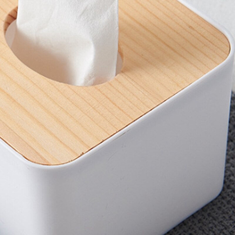 Square Tissue Box Tissue Box with Wooden Lid Household Removable Mini Wooden Tissue Box