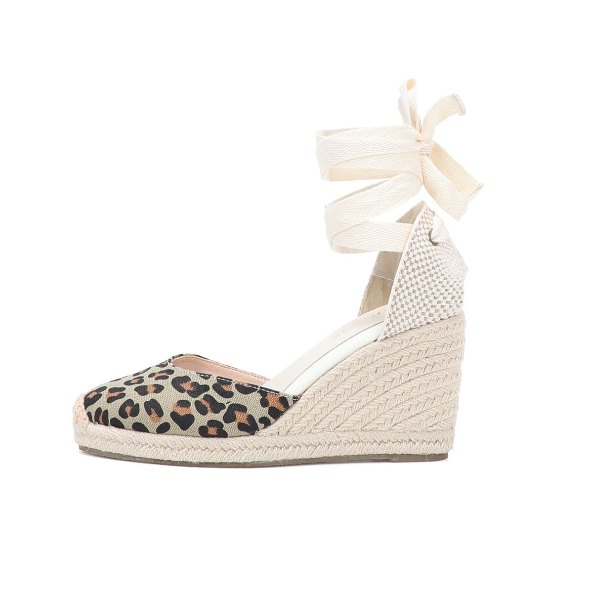 Zomer dames tas teen espadrille sleehak sandalen dikke hak platform enkelband luipaard print hoge hakken temperament rok schoenen: 7