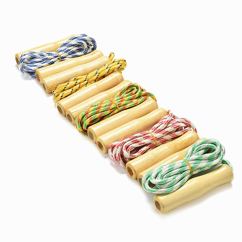 Wooden Sports Skipping Rope Kids Jump Rope Wood Grip Handle Children Fitness Equipment Gym Equipments Random Color