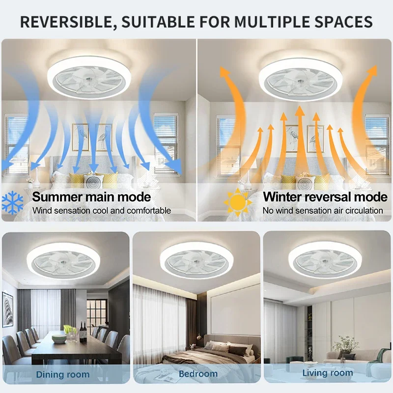 Takvifte med led-lys og fjernkontroll, elektrisk viftelampe, dimming med , 6- hastigheter, stue, taklampe til soverommet