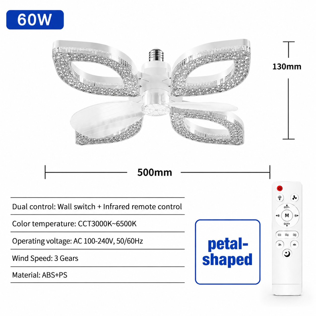 E27 LED Ceiling Fan Light 60W 3CCT Dimmable 3 Speeds Silent Fan Lamp for Bedroom Living Dining Room Home Fans Decor Lighting: green
