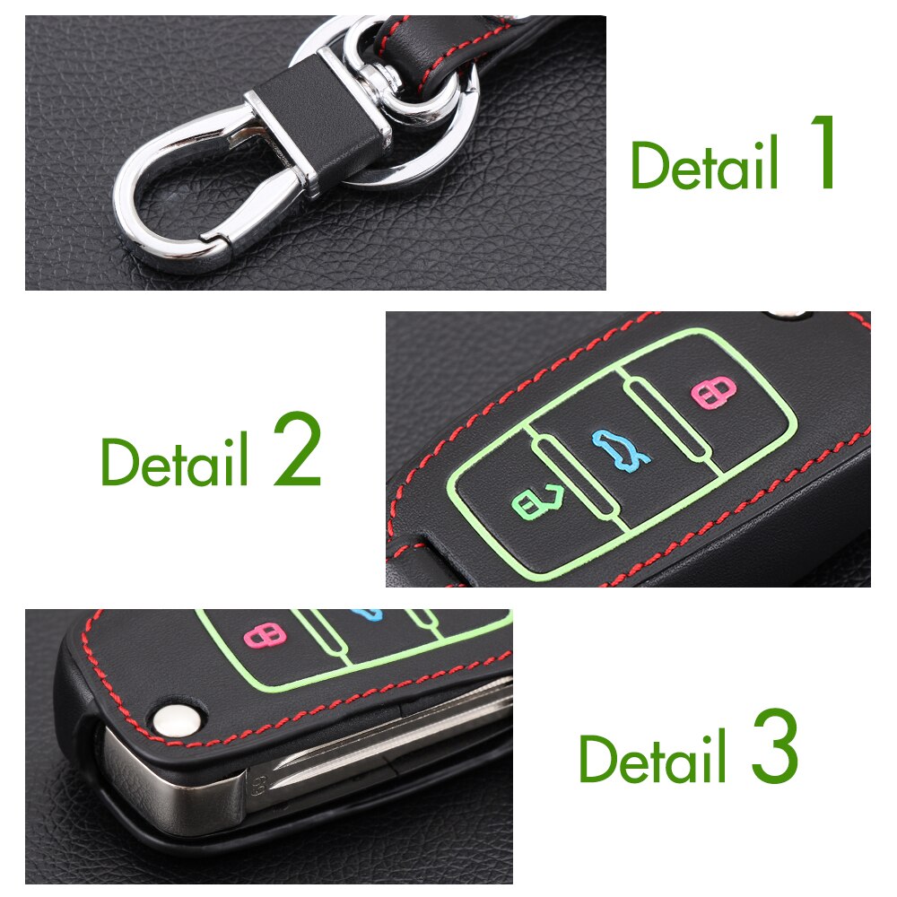 Luminous Leather Key Cover keychain for Volkswagen POLO Tiguan Passat B5 B6 B7 Gol Golf MK6 EOS Scirocco Jetta MK4 MK5 MK6 Tigua