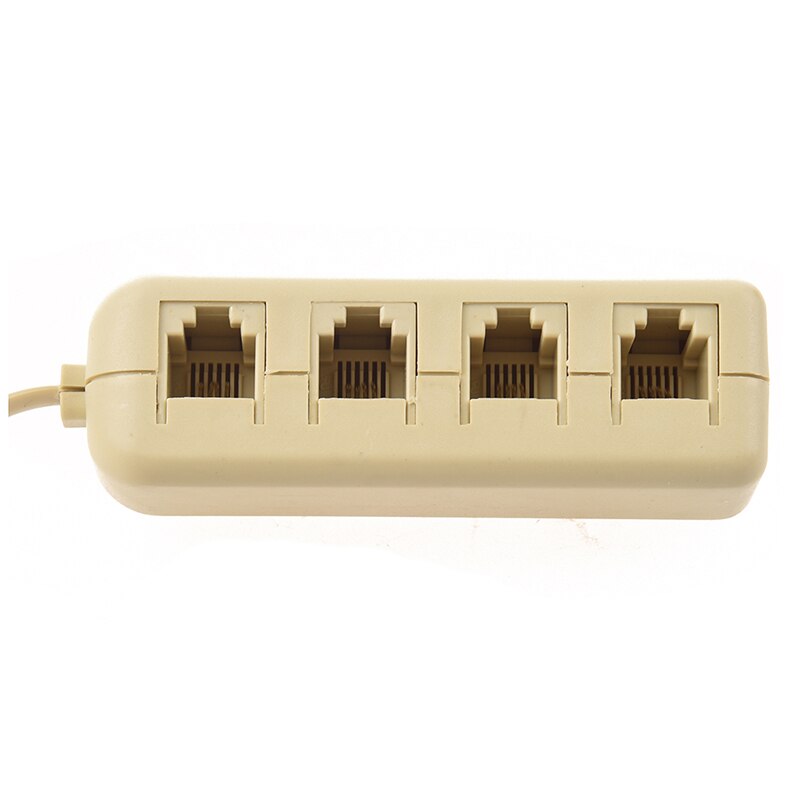 RJ11 6P4C to 6P4C 4 Way Telephone Line Modular Splitter Adapter Beige