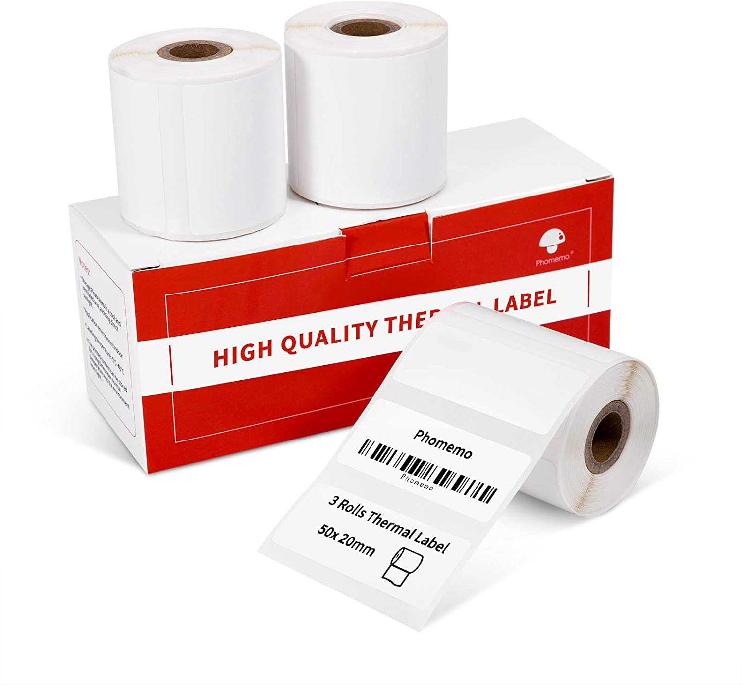 Phomemo 3 Rolls M110/M200 Thermische Papier Multifunctionele Vierkante Zelfklevende Label, zwart Op Wit Voor Phomemo Label Printer