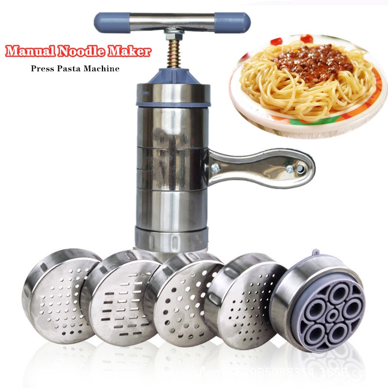Roestvrij Staal Handmatige Noodle Maker Pasta 'S Making Machine Presse Spaetzle Maker Vruchten Juicer 5 Verschillende Mallen Keukengerei