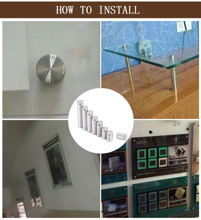 Myhomera 2Pcs 12mm Advertising Nail Glass Fasteners Stainless Steel Acrylic Advertisement Standoffs Pin Billboard Fixing Screws