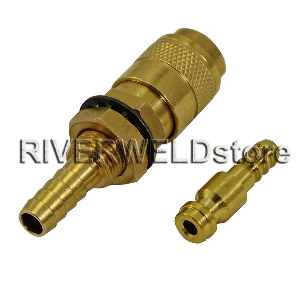 Gas & Water Quick Connector Fitting Hose Gold Connector For PTA DB SR WP 9 17 18 26 TIG Welding Torch 1 Set