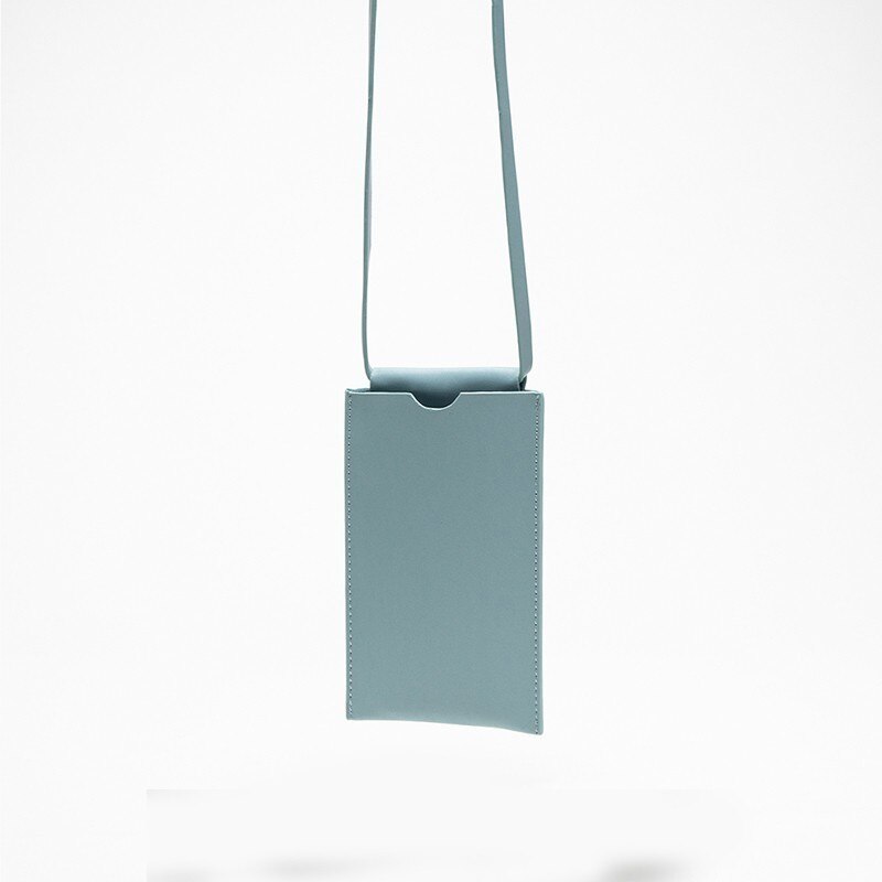 Woman Mint Green PU Leather Single Strap Casual Soft Can Hold On Phone Messenger Crossbody Bags Q001: bule