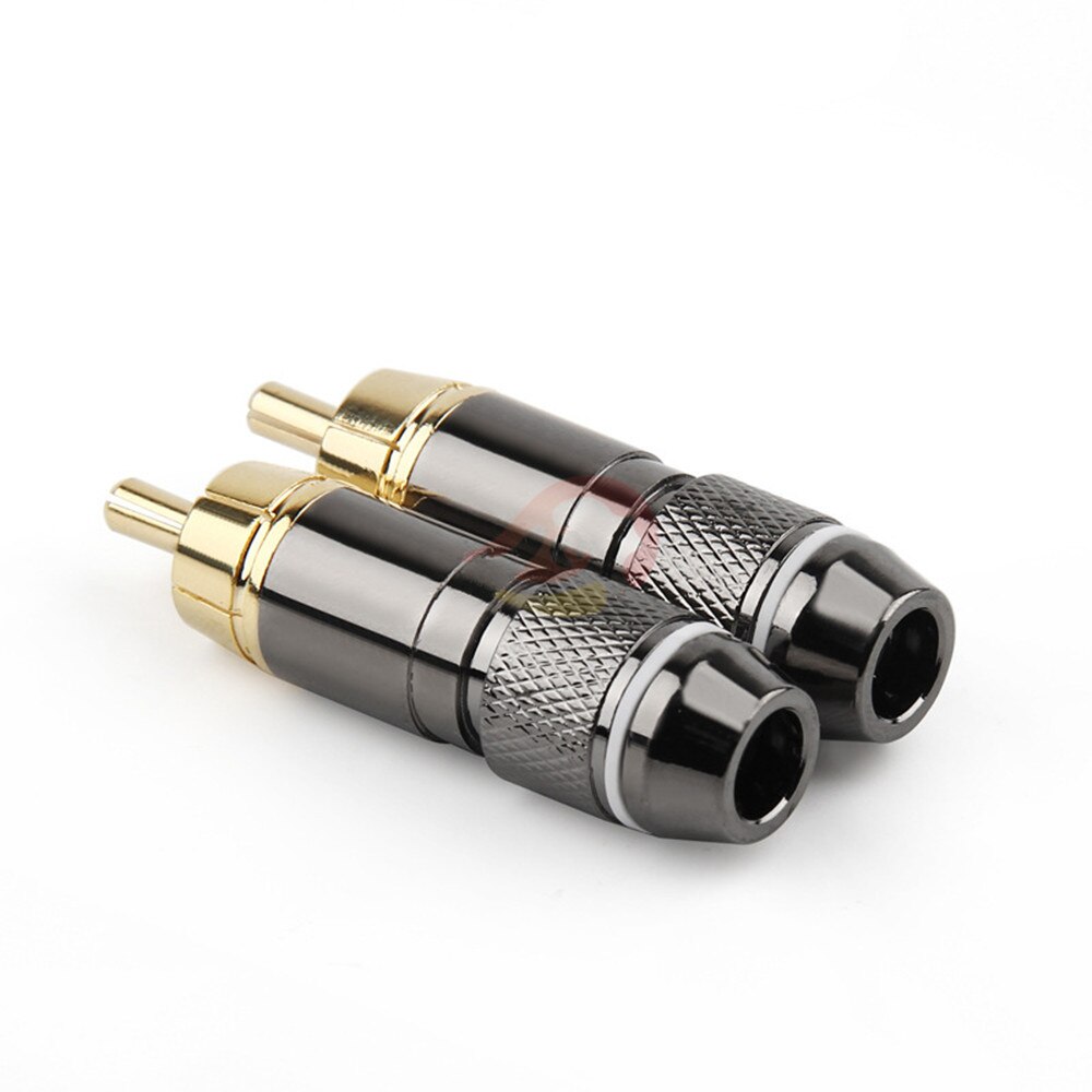 RCA Connector Gold-Plated Lotus Head Video Audio Cable Connector Supports 6MM Cable RCA Male Plug Adapter Solder AUX Cable Plug