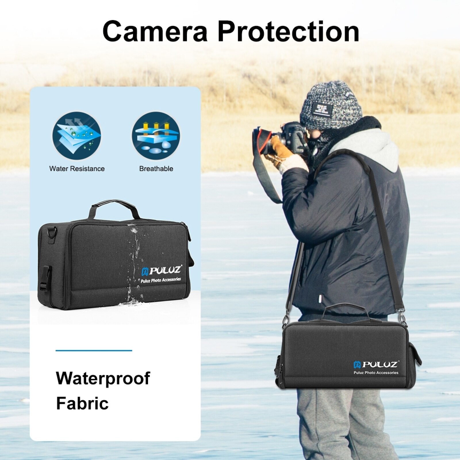 PULUZ-mochila de hombro cruzada para cámara de fotografía, bolso DSLR, equipo de fotos, a prueba de golpes, bolsa de almacenamiento de lentes digitales