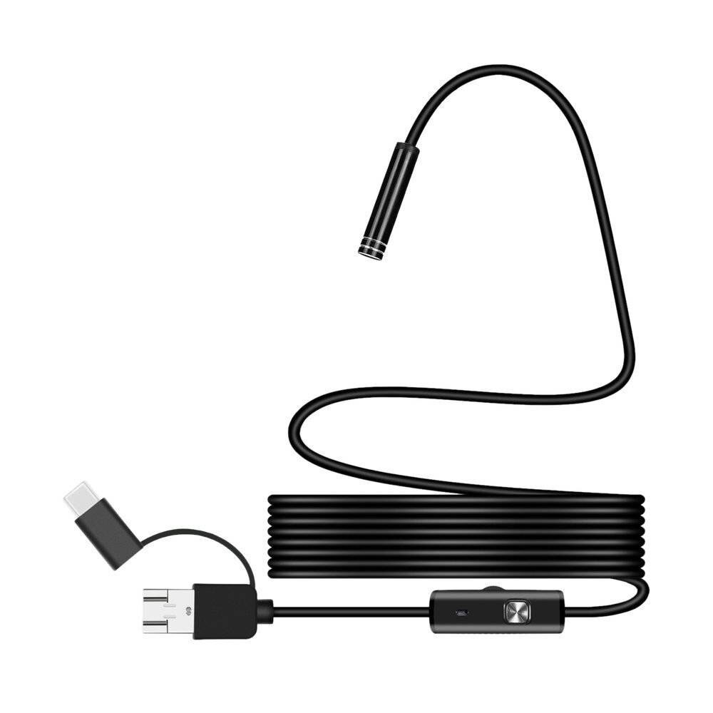 Portable Endoscope 3 in 1 5.5mm 6 LED IP67 30W Metal Plastic Black Ear Cleaning Tool Inspection Inspection Camera Computers