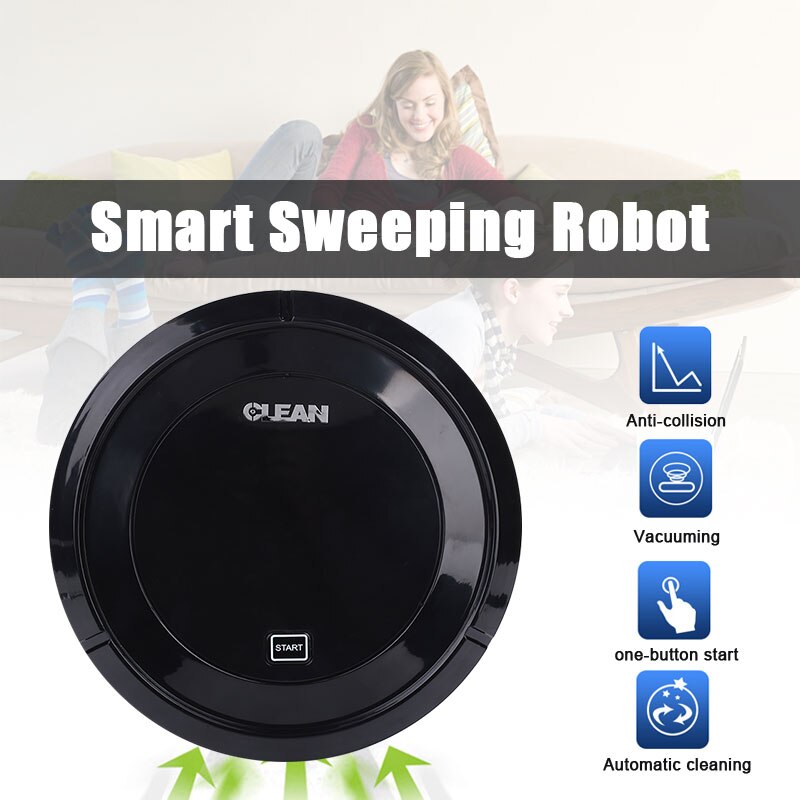 Black Convenient Smart Vacuum Cleaner Sweeping Robot Three Cleaning Modes Lazy People Cleaning Tools Intelligent Sweeper