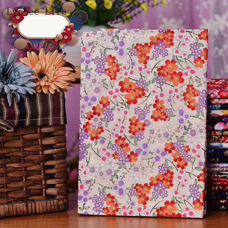 Lychee Leven Japanse Vlinder Kraan Gedrukt Patchwork Stof Zwart Rood Katoen Kersenbloesem Bronzing Stof Diy Naaien Ambachten: 10