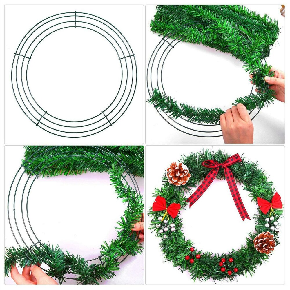 8/10/12/14inch Wire Wreath Frame Wire Wreath Making Rings Green For Year Valentines