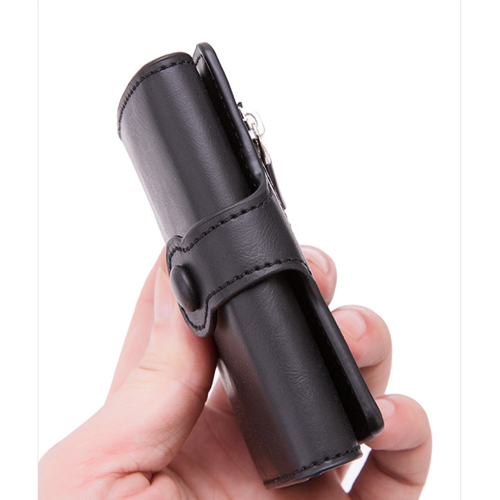 Automatische rfid aluminium portemonnees herenkaarthouder zakelijke creditcardhouder creditcardhouder leren portemonnee