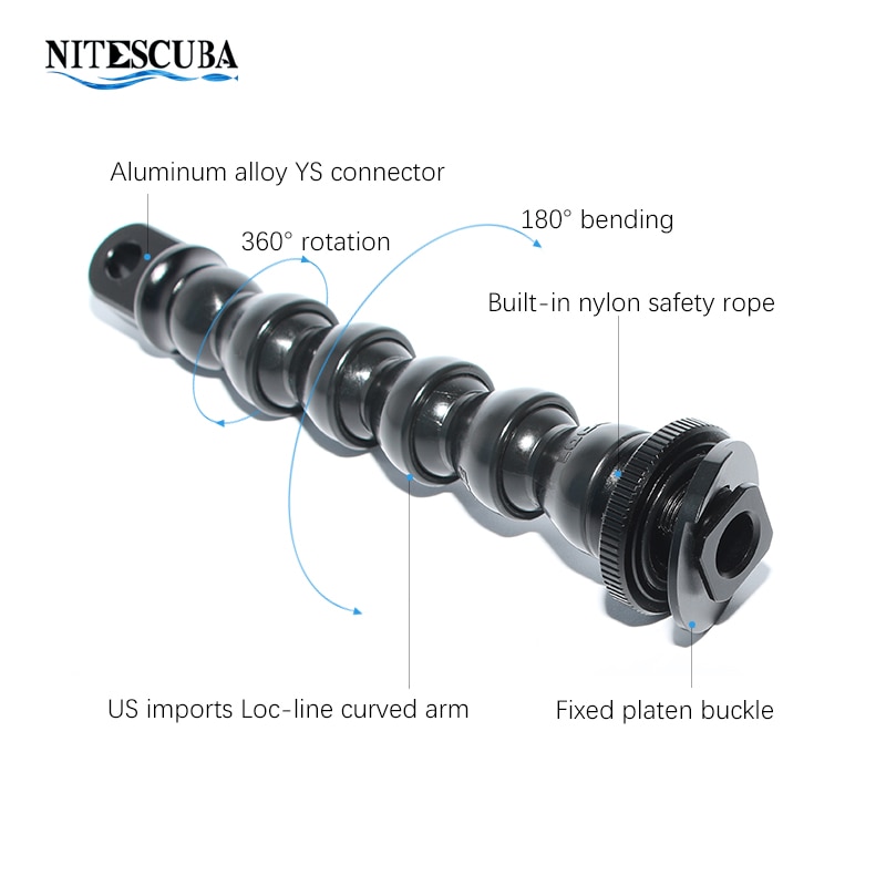 Nitescuba Diving Cold Shoe Snake Arm Flashlight Loc Line Flex Light Arm Ys Adapter Strobe Light Tg6 5 Underwater photography