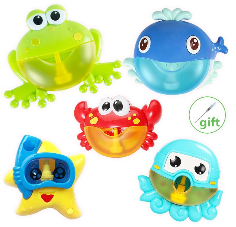 Dropship nuovo giocattolo a 5 bolle da bagno per bambini con ventosa bolla creatore musica bagno doccia vasca da bagno sapone macchina per bolle giocattolo d'acqua