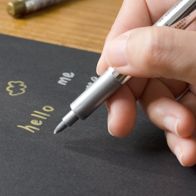 6 unidades/lotes metálico marcadores de tinta permanente cartão de presente de aniversário prata ouro marcador caneta pneu cd metal vidro à prova dwaterproof água canetas marcação