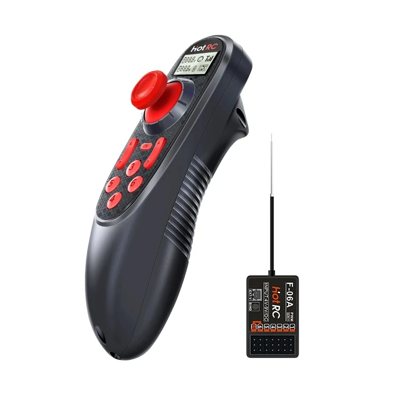 HOTRC DS-600 6CH 2.4GHz Radio Systeem Zender met F-06A Ontvanger voor RC Botens
