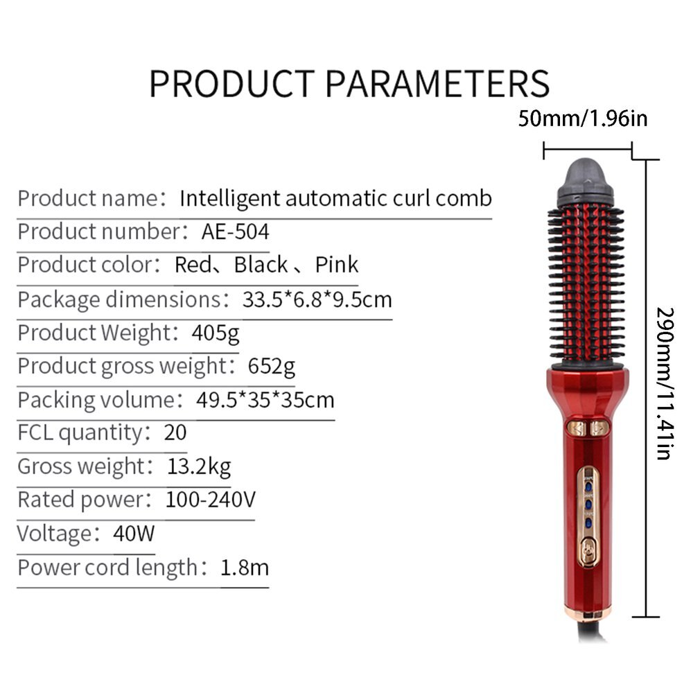 AE-504 Constant Temperature Air Comb Automatic Hair Curler Hair Dryer Comb Large Curling Iron