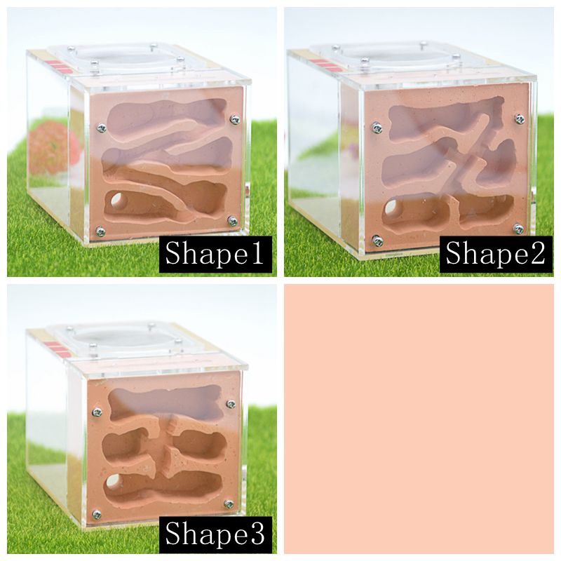 Acrylic & Gypsum Ants-Farm Ants Nest With A Whole Cover Longer Time To Keep Water 10*13*9.5cm: red / shape1