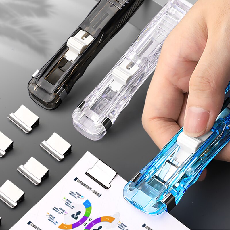 Mini pince à main réutilisable sans trace, agrafeuse à pression, classeur de livres en papier, bureau, école, étudiant, reliure, outils et fournitures