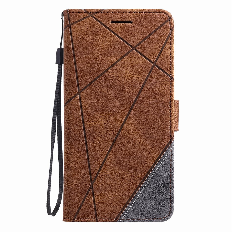 Neutral Style Phone Holster For Oneplus 8 Pro 1+8 1+8Pro One plus 8 8Pro Stripe Rhombus Leather Case Hit Color Stand Cover O21G: For Samsung J330 / Brown